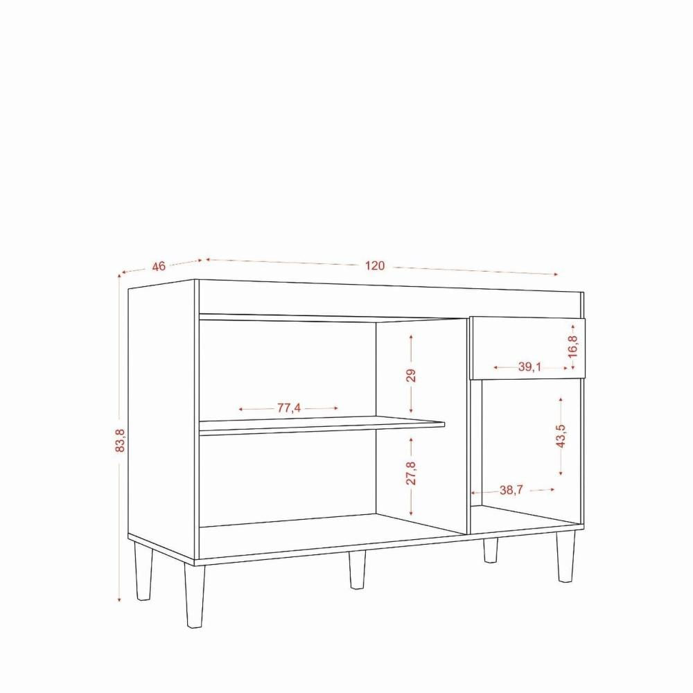 Miniatura Balcão para Cozinha 120x83,8 Cm Atenas Avena/Grafite