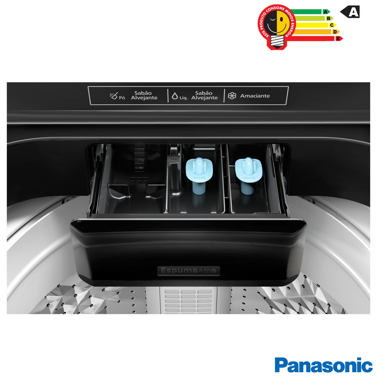 Lavadora de Roupas Panasonic 12kg Titânio com 08 Programas de Lavagem - NA-F120B1TA 110