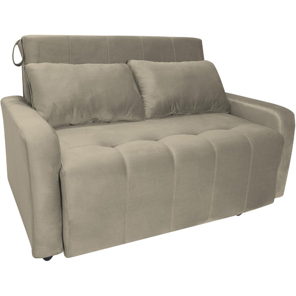 Miniatura Sofá Cama Veludo 2 Lugares Amora New Capuccino