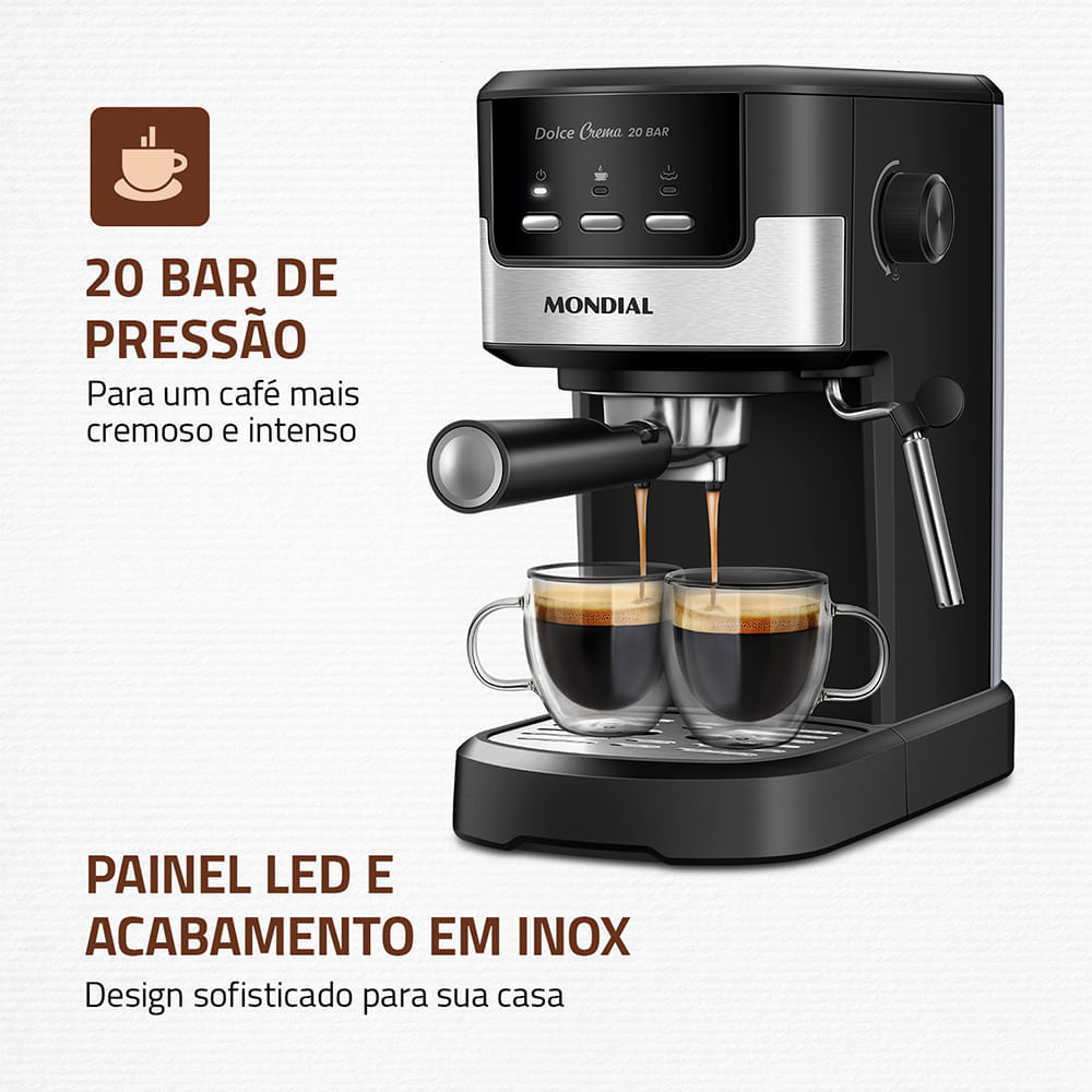 Miniatura Cafeteira Espresso Dolce Crema 20 Bar Mondial C-20-EC 127V