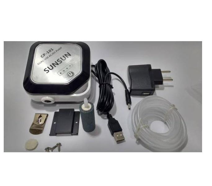 Miniatura Compressor De Ar Com Bateria Sunsun Cp-101 - 1,5 L/M Bivolt