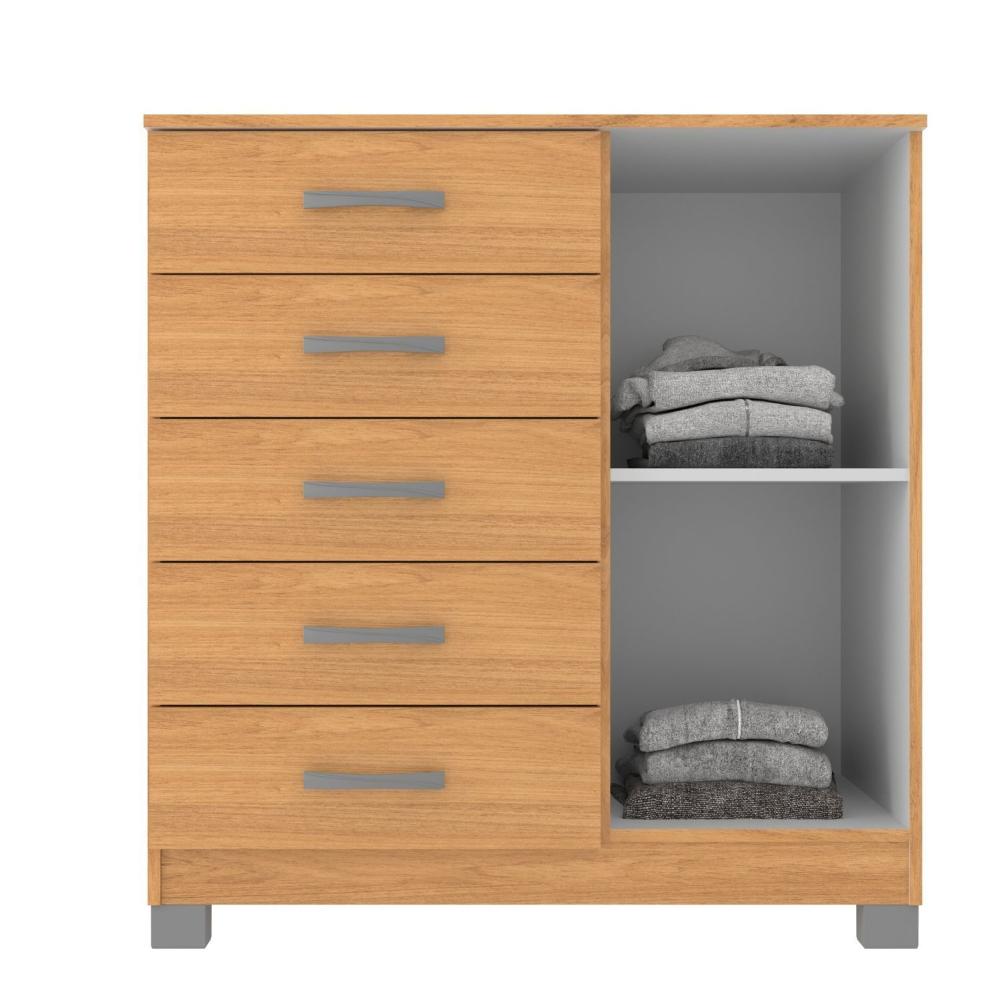 Miniatura Cômoda Sapateira 1 Porta 5 Gavetas Zurique Evidência Móveis com Pés Cinnamomo