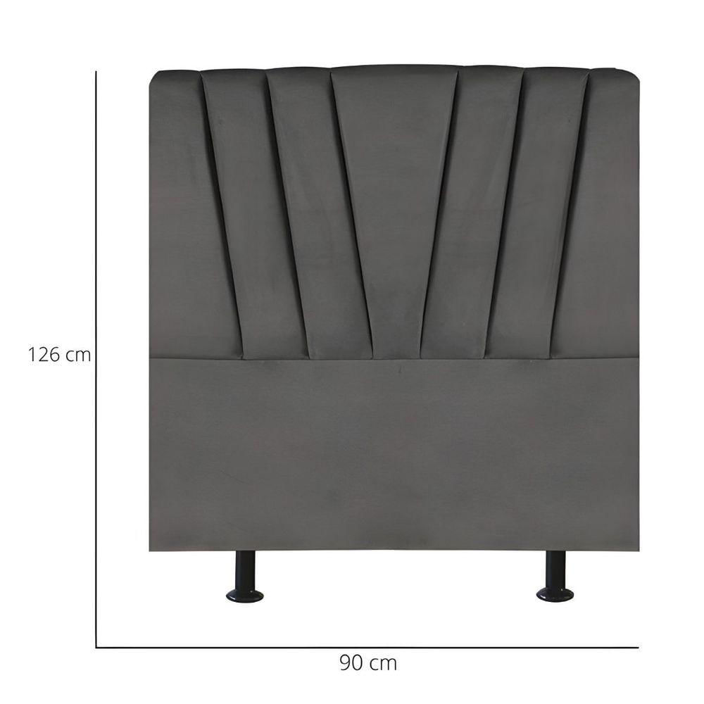 Miniatura Cabeceira Estofada Cama Box Solteiro 90 Cm Malu Suede Cinza