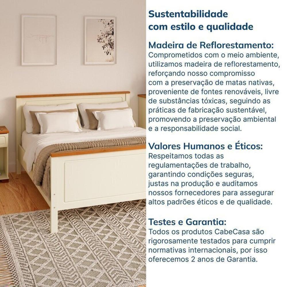 Conjunto Dormitório 1 Cama Queen 1 Mesa de Cabeceira 1 Cômoda Ananda CabeCasa MadeiraMadeira Imbuia/Offwhite