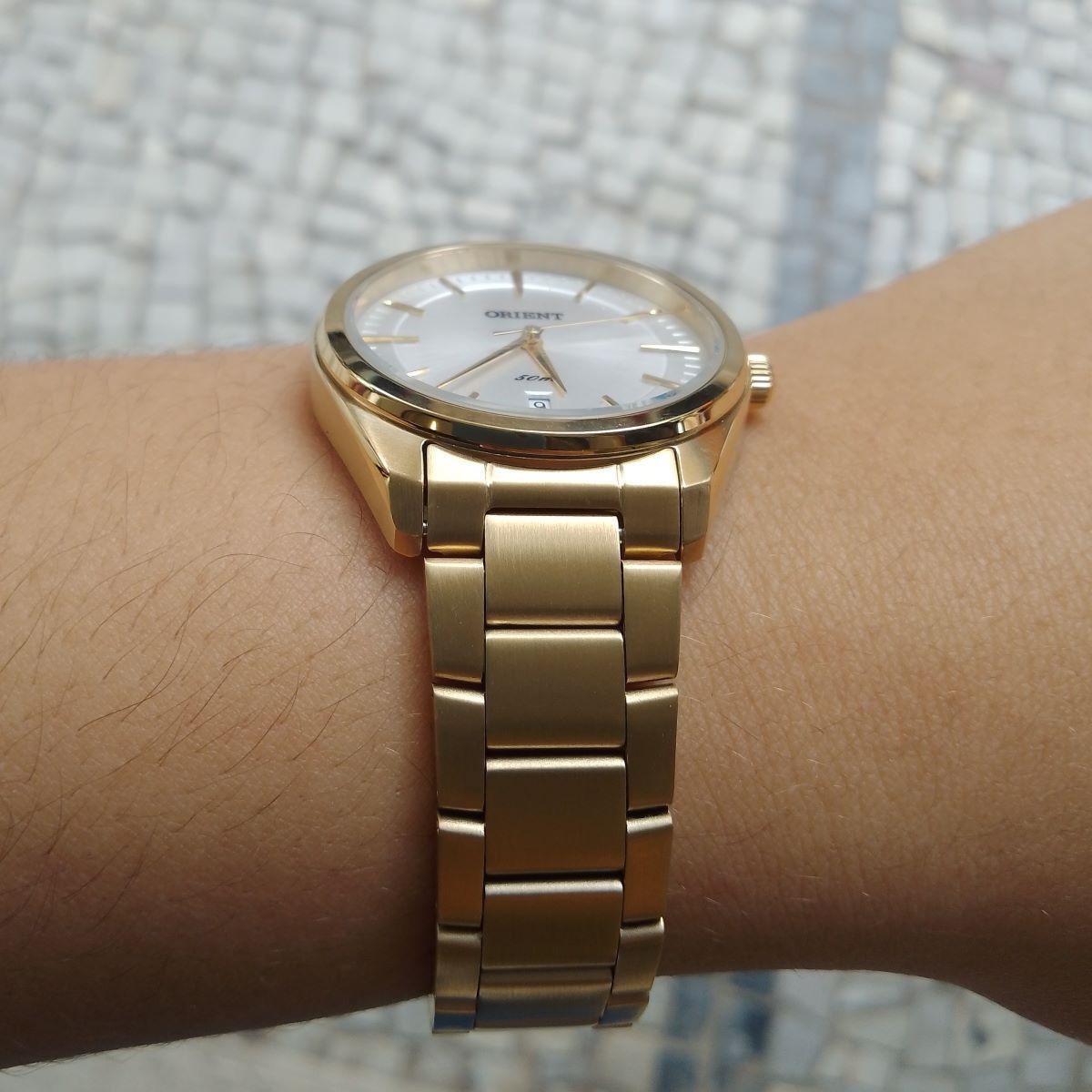 Miniatura Relógio Orient Feminino Dourado e Prata 34mm - FGSS1217 S1KX