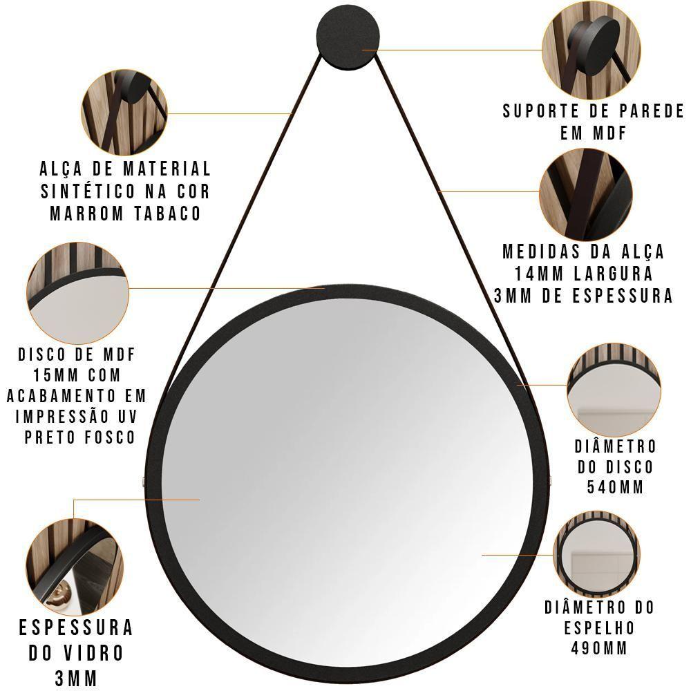 Gabinete De Coluna Para Banheiro Branco C/ Espelho 54Cm Preto