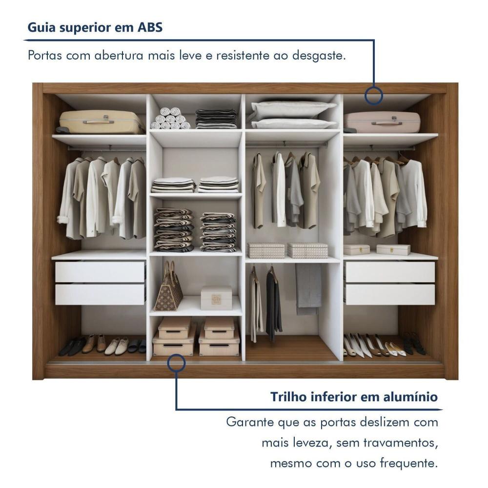 Guarda Roupa Casal Liv Yescasa Carvalho/Branco