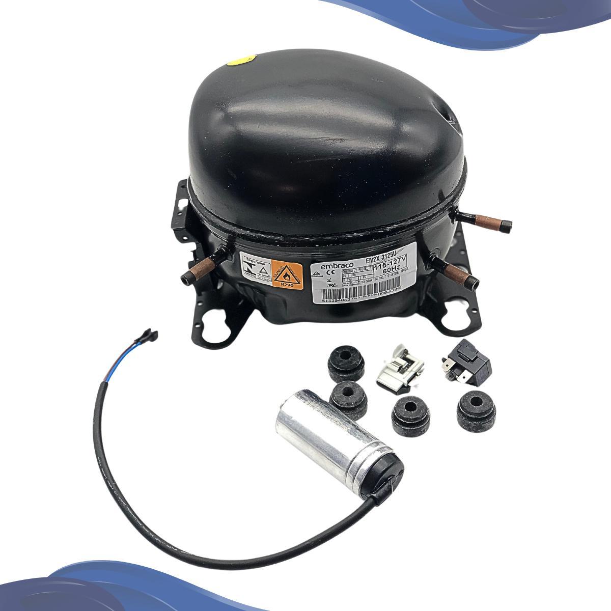 Miniatura Motor Compressor 1/3+ Hp Em2X3125U Embraco Gás R290 110V