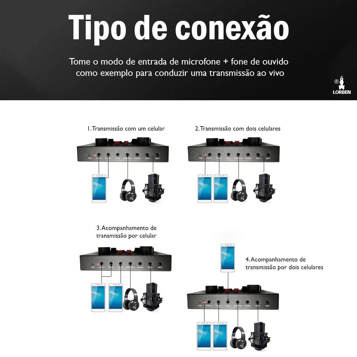 Mini Placa Mixadora Gravadora De Som V8X Pro Live Sound 15