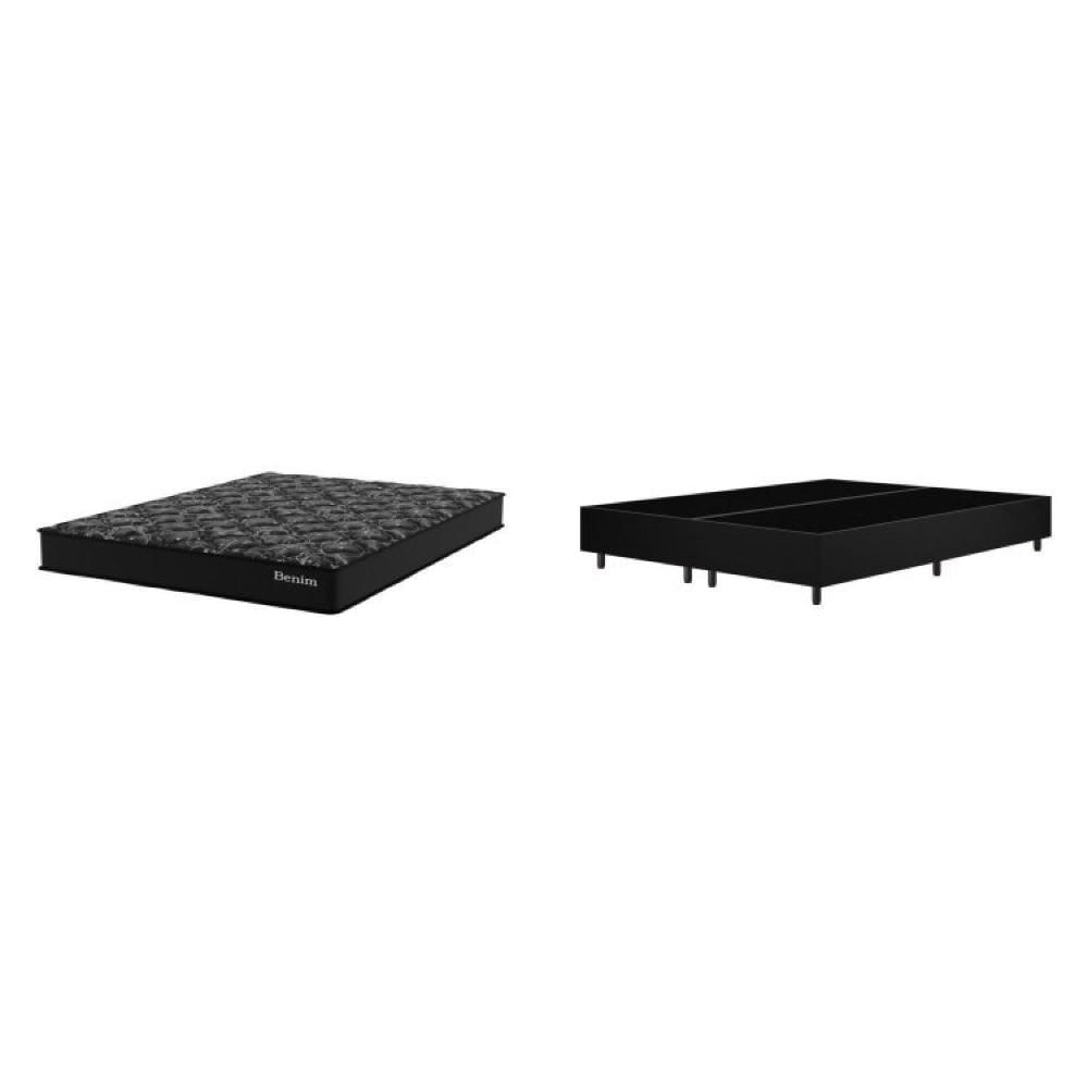 Conjunto Cama Box Queen Benim Com Molas Ensacadas 158cmx198cmx63cm Preto