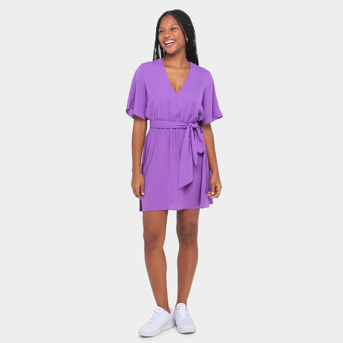 Miniatura Vestido Curto Morena Rosa Amarração Feminino Roxo - G