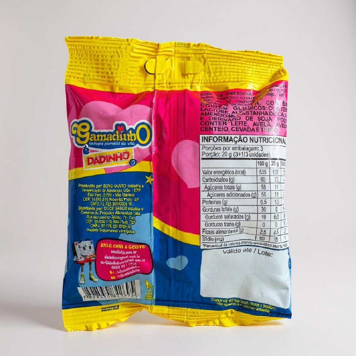 Mini Doce Dadinho Gamadinho 20 Pacotes Amendoim Cremoso 60G