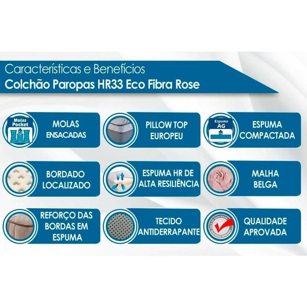 Cama Box Baú Queen: Colchão Molas Paropas Masterpocket Ensacadas Eco Fibra + Base Clean(158X198)