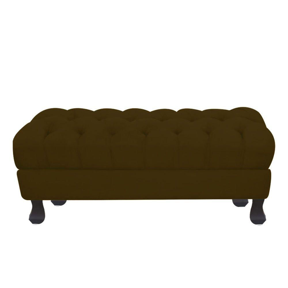 Miniatura Puff Decorativo Retro Luiz Xv Com Baú Suede Marrom Rato 1 M