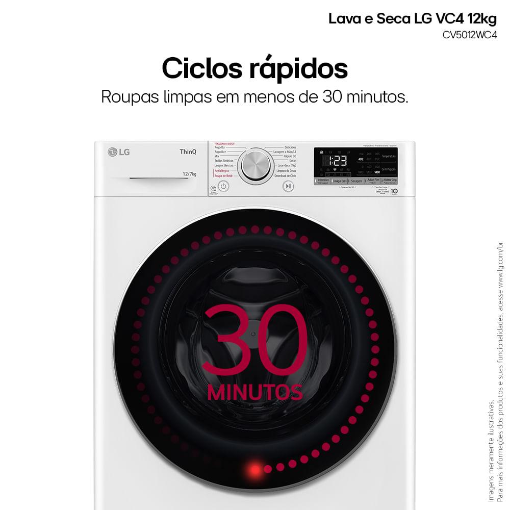 Miniatura Lava e Seca LG VC4 Smart com Inteligência Artificial 12kg Branca CV5012WC4 127V
