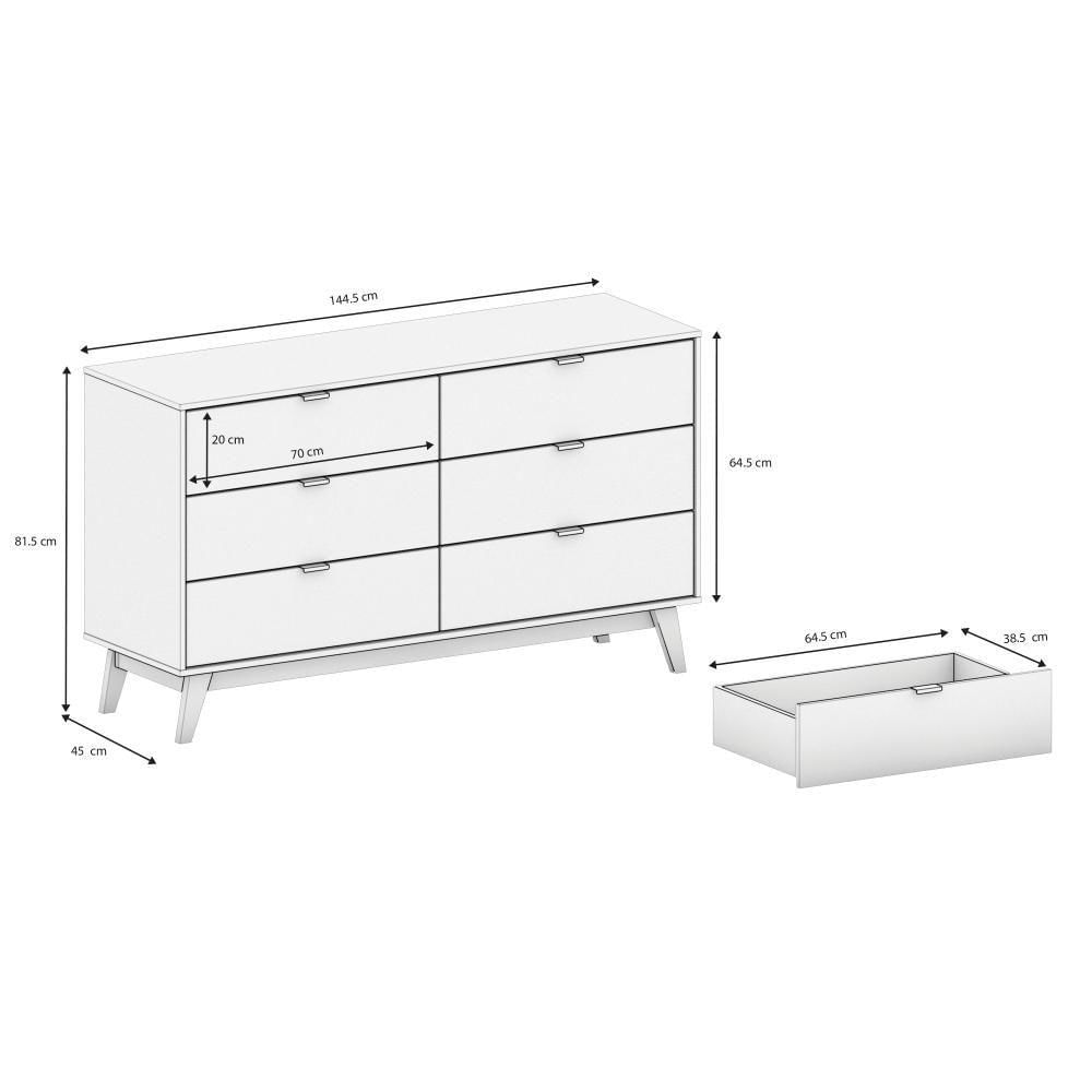 Miniatura Cômoda Kappesberg 6 Gavetas Branco/itapuã
