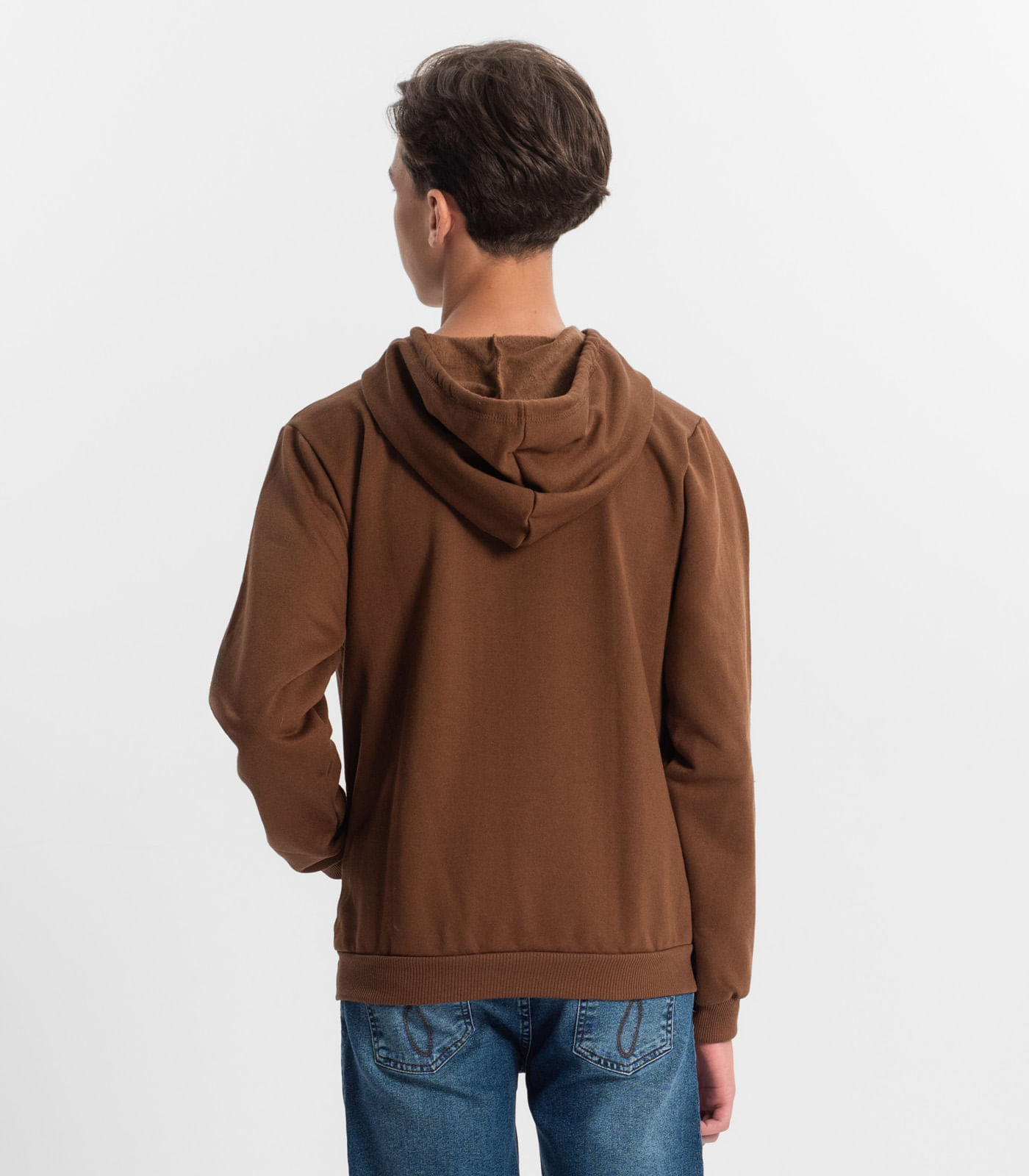 Miniatura Blusão Juvenil Masculino Em Moletom Minty Marrom 12
