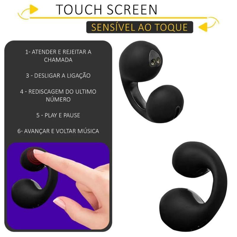 Miniatura Fone Ouvido Bluetooth Sem Fio Earcuffs Esportivo Brinco