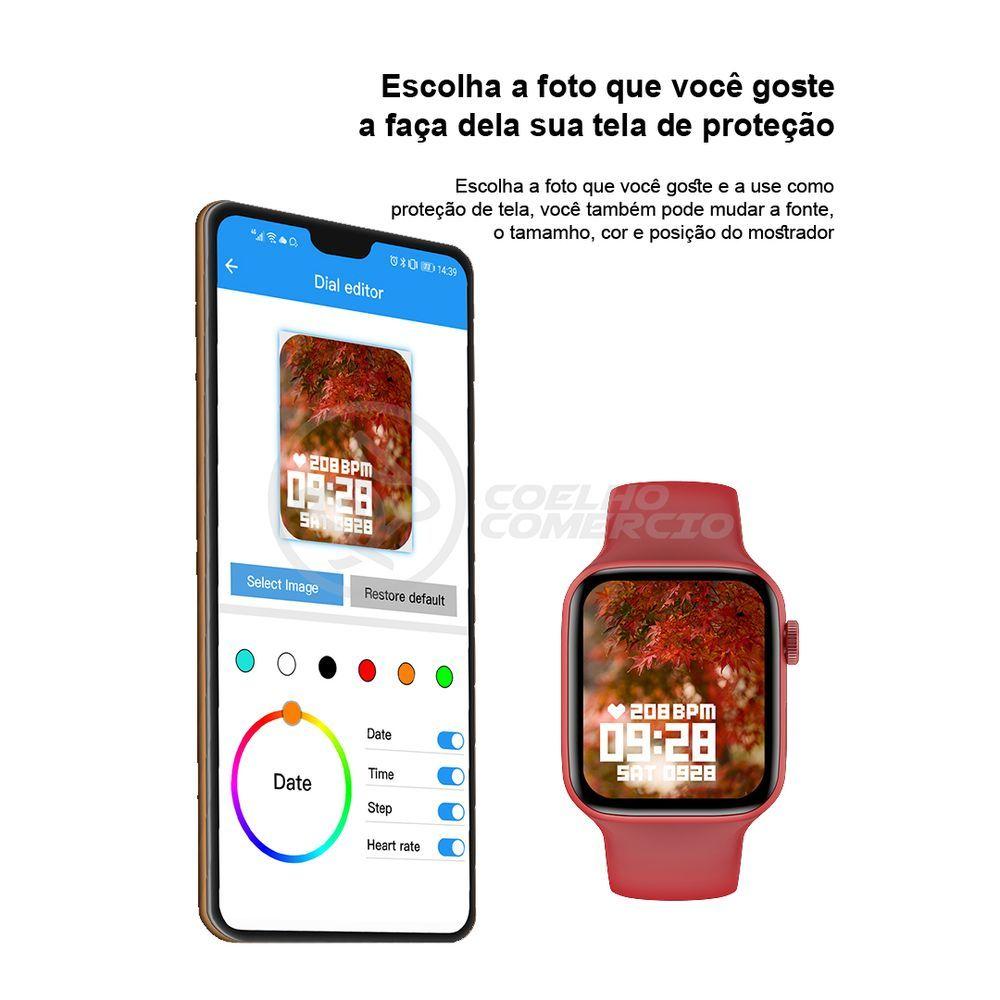 Relógio Smartwatch Hw22 Rosa Ligações Monitor Cardíaco