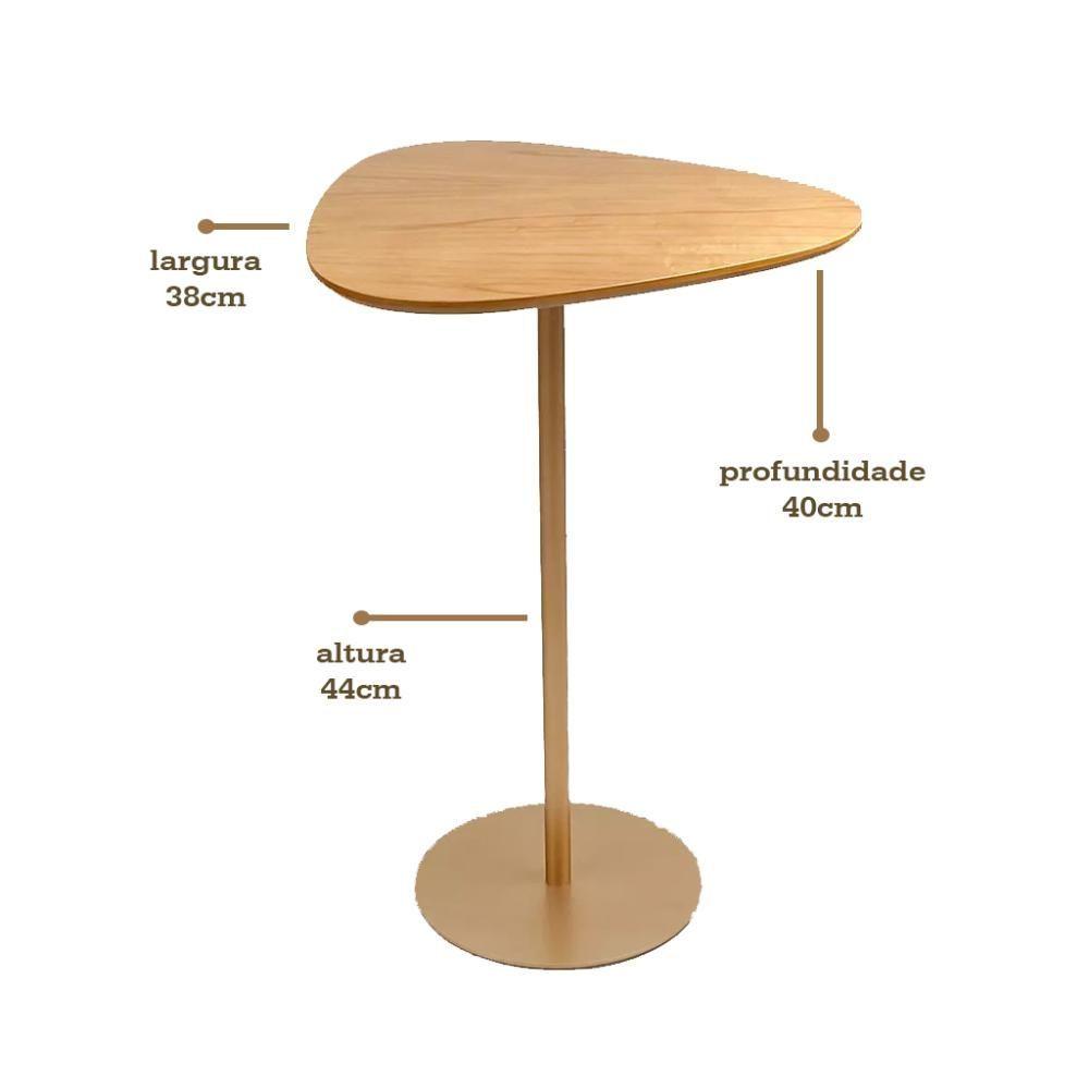 Miniatura Mesa Lateral Orgânica Up Tampo Cinamono E Metal Dourado 44 Cm
