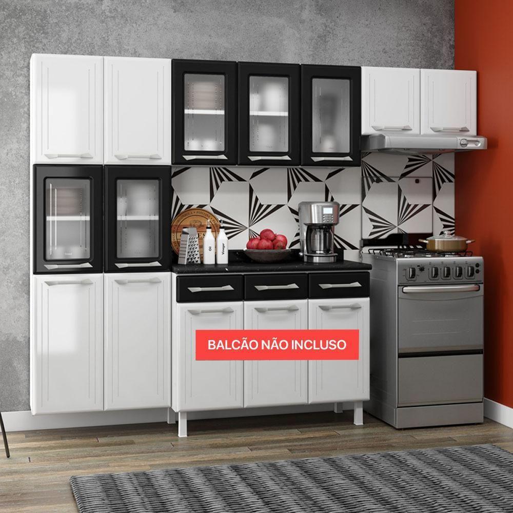 Cozinha De Aço Compacta 3 Peças Rose Branco preto