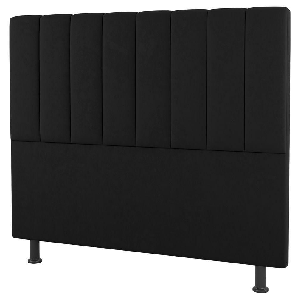 Miniatura Kit Cabeceira E Baú Cama Box Queen 160Cm Sintético Preto