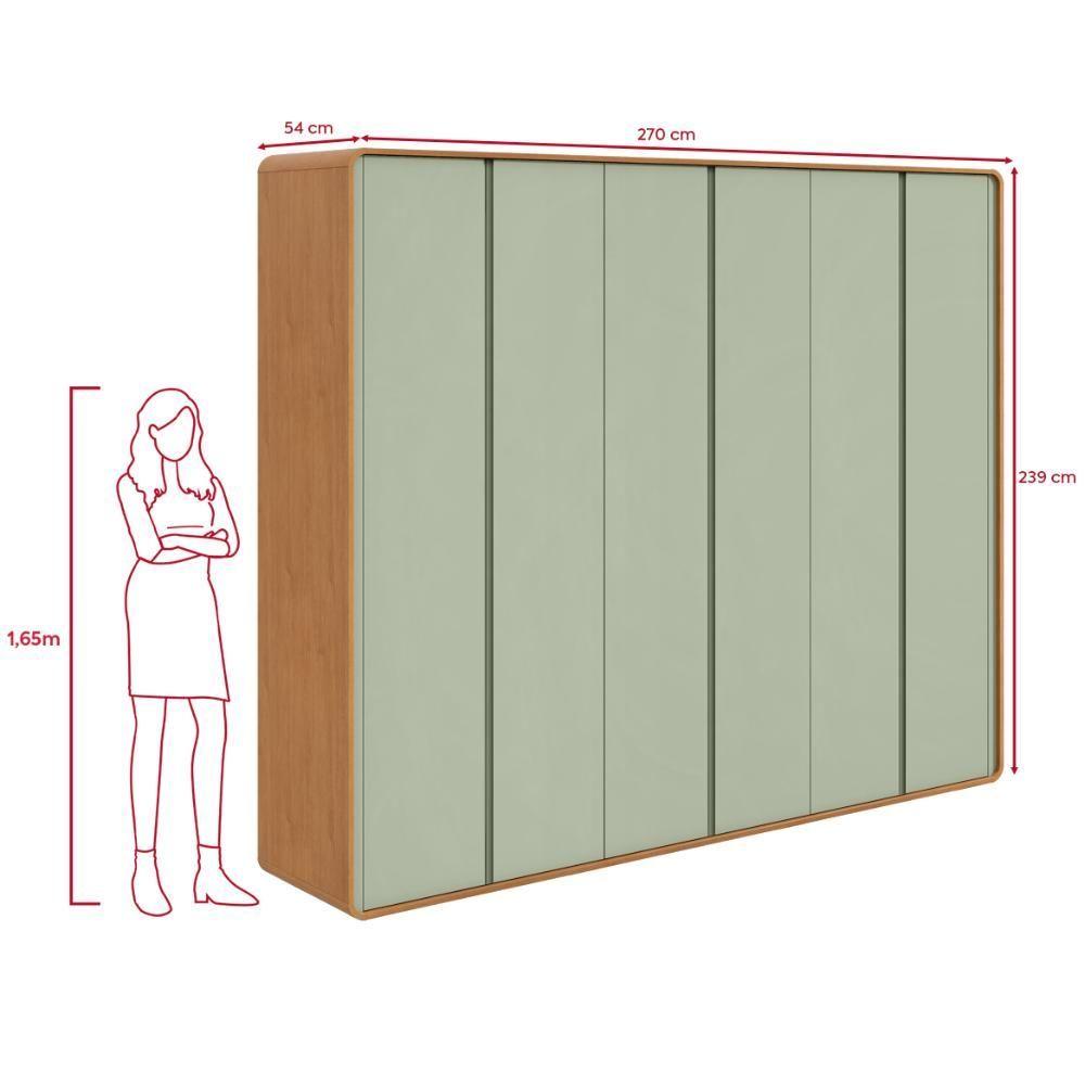 Miniatura Guarda-roupa Casal 6 Portas Easy Like Amendoa Clean/salvia