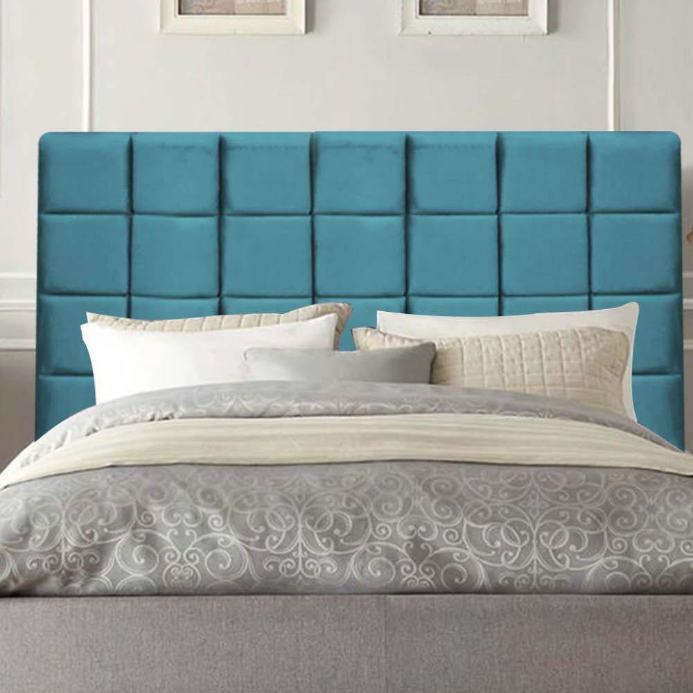 Miniatura Painel Para Cama Box Casal 1,40 Cm Clara - Oferta House Cor:azul Turquesa