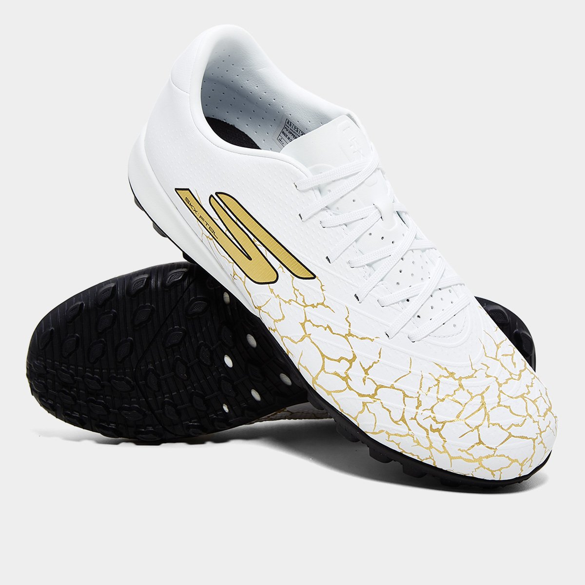 Miniatura Chuteira Society Skechers Gold Masculina Branco+dourado - 38