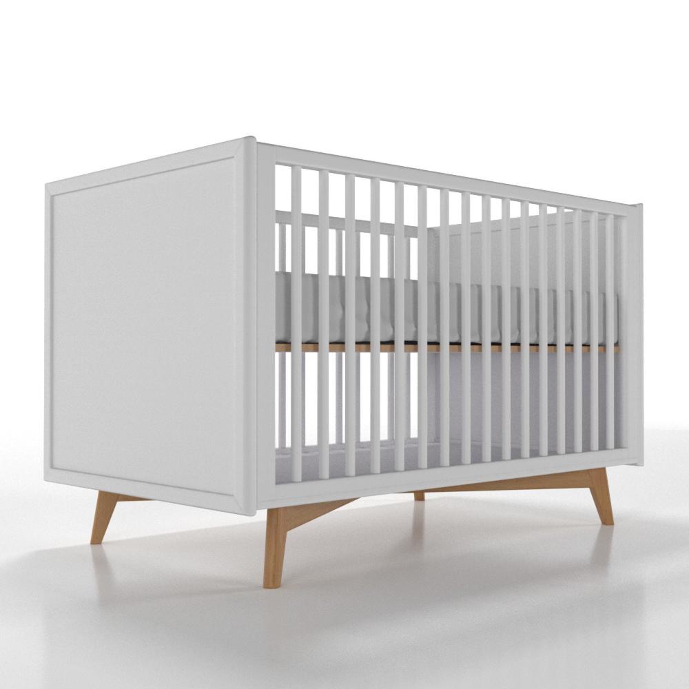 Miniatura Berço Americano em MDF Grade Fixa Zen Branco