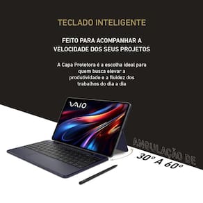 Tablet VAIO TL12 12.6” Android 15 256GB Octa-Core Wi-fi 5G 13MP Teclado Inteligente VAIO PEN Preto
