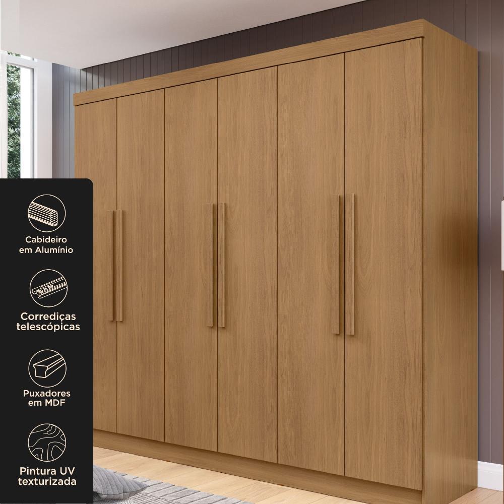 Miniatura Guarda Roupa Casal 6 Portas 2 Gavetas Lyon Yescasa Guarda-Roupa Casal 6 Portas 2 Gavetas Lyon Cinamomo