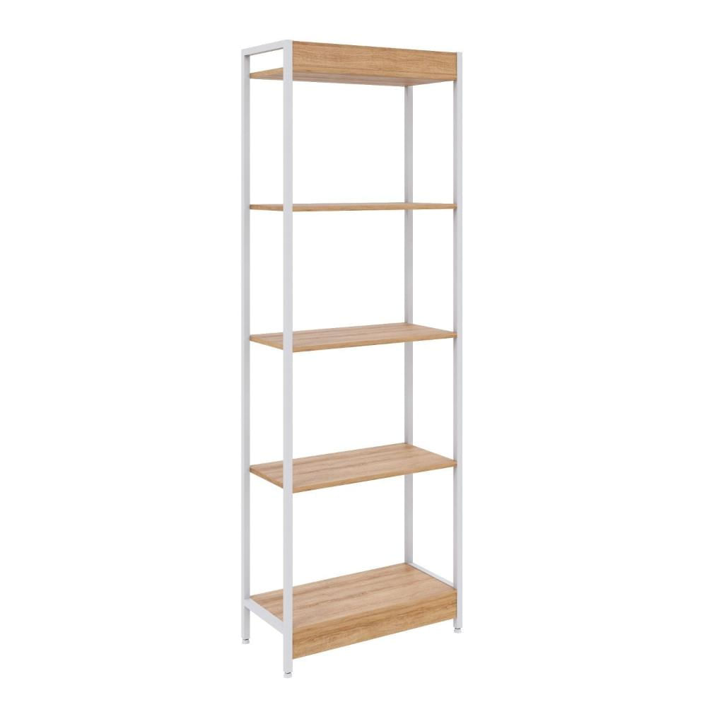 Estante para Livros Industrial Aço Multiuso 5 Prateleiras 187x60cm Active Yescasa Lâmina Mel / Est.Branca