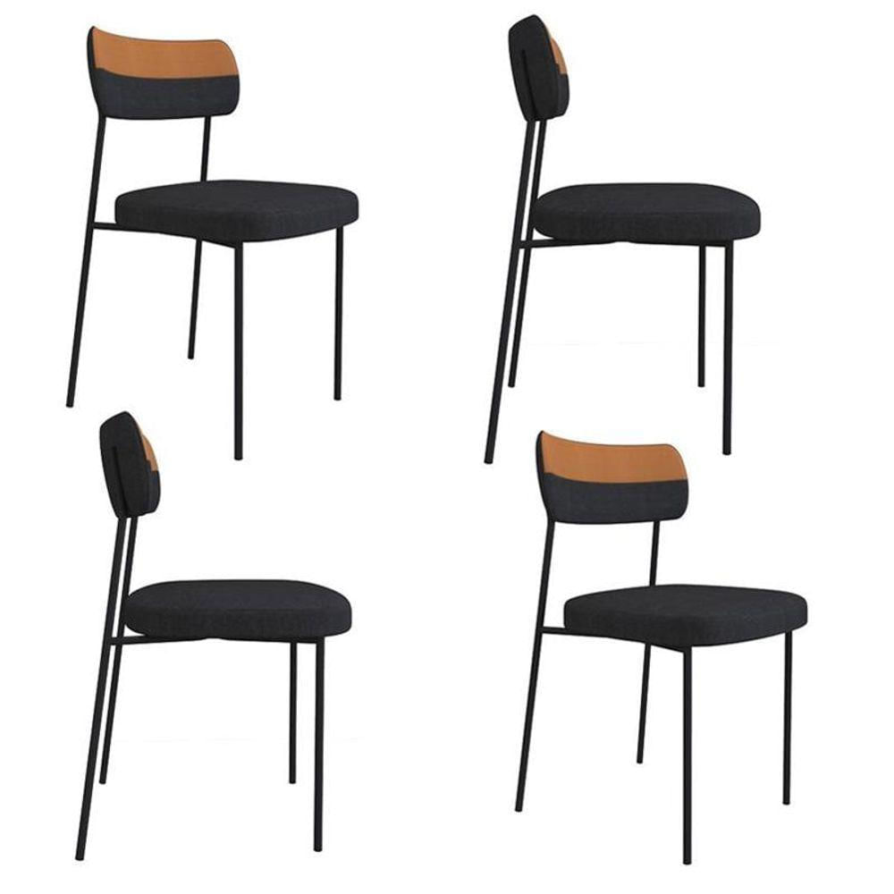 Miniatura Kit 4 Cadeiras Mila Laminado Caramelo/linho Grafite - Fdecor