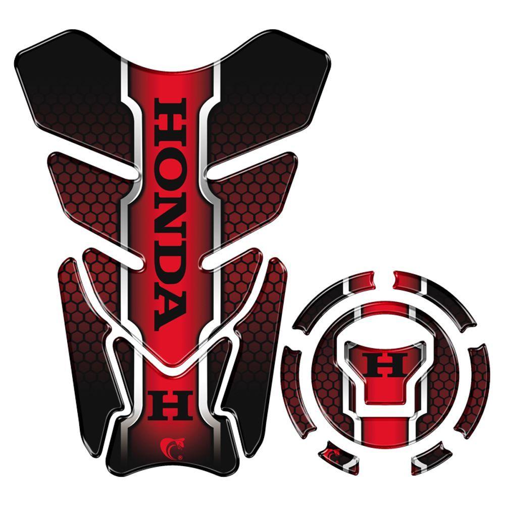 Miniatura Kit Protetor Tanque Adesivo Moto Honda Acima 2018 Vermelho Cor Vermelho