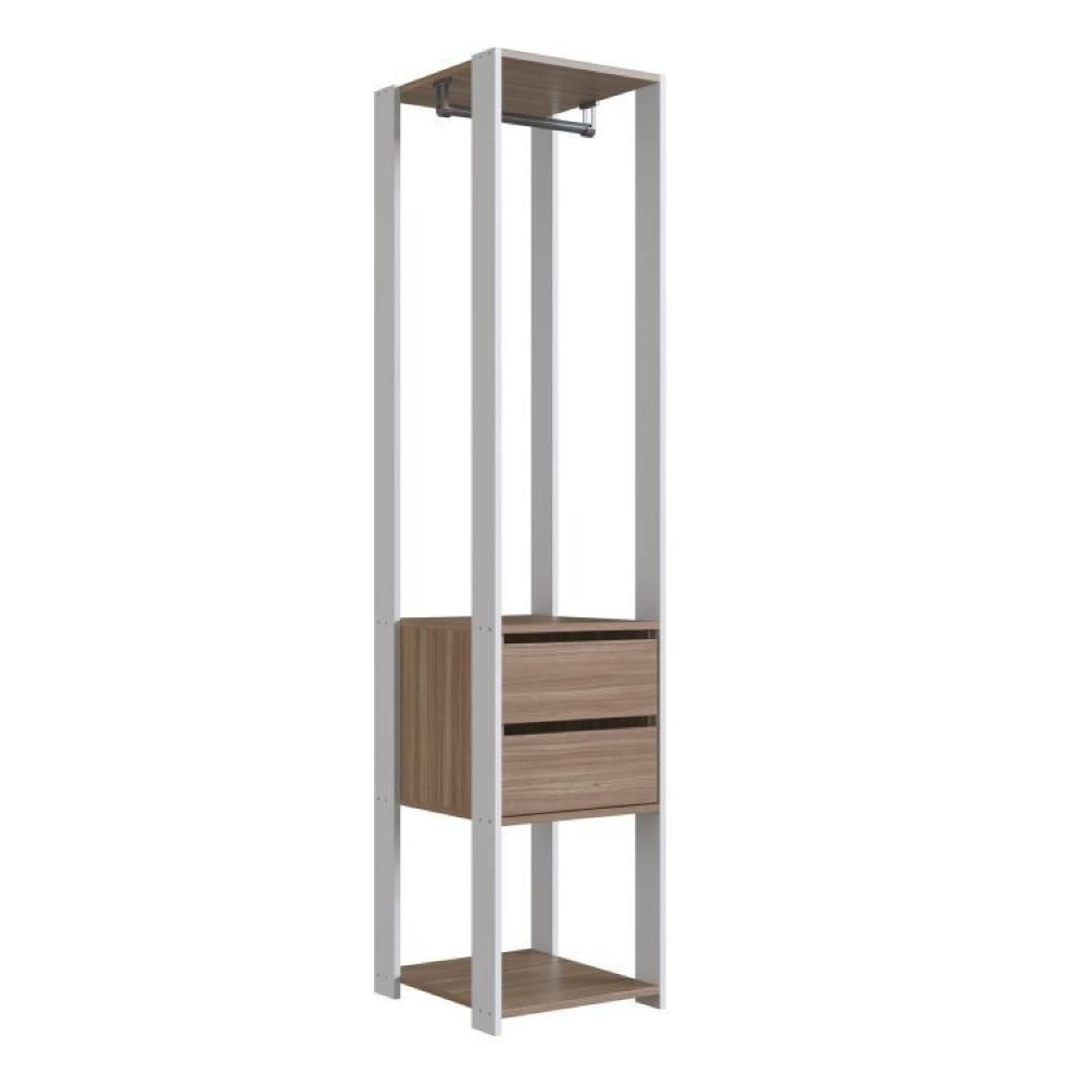 Guarda Roupa Closet 4 Peças com 2 Cabideiros 6 Gavetas e 11 Nichos Easy Branco/Montana