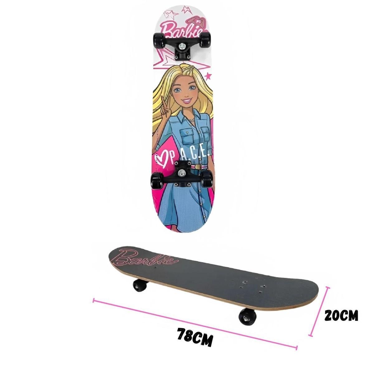 Miniatura Skate Infantil Shape Da Barbie Sortido E Capa Protetora Fun