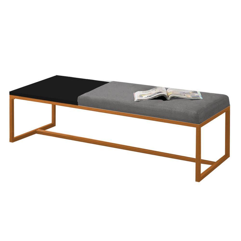 Miniatura Calçadeira Recamier Londres 160cm Bronze Suede Cinza Mdf Preto - Ahazzo Móveis