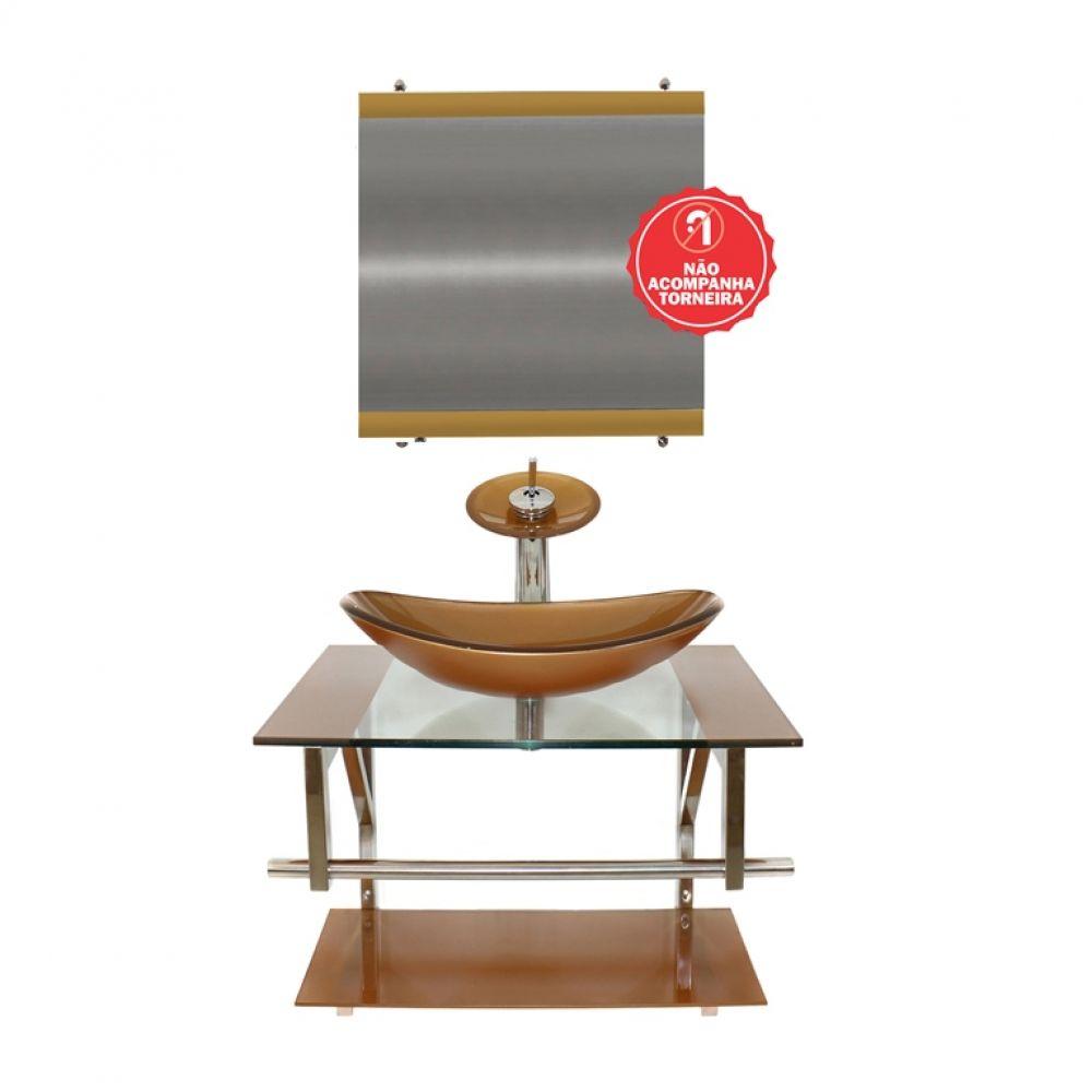 Miniatura Gabinete de Vidro Sérvia 60cm Iq Inox Dourado Real Ek