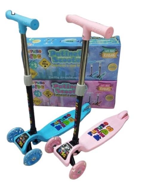 Miniatura Patinete Infantil Freio Traseiro Led Rodas Rosa Feminino