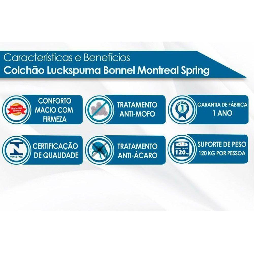 Miniatura Cama Box Queen: Colchão Molas Luckspuma Bonnel Montreal Spring + Base Crc Suede Bege(158X198)
