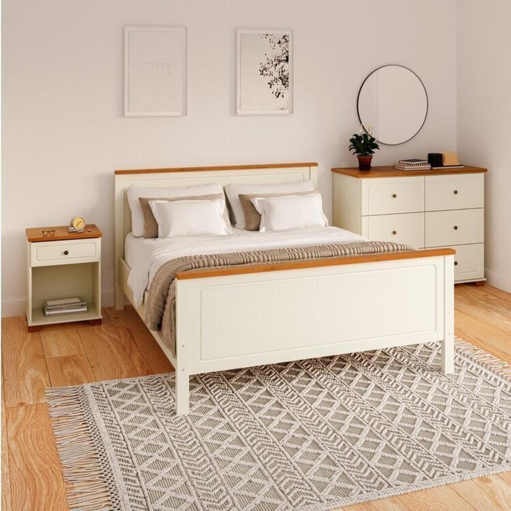Miniatura Conjunto Dormitório 1 Cama Queen 1 Mesa de Cabeceira 1 Cômoda Ananda CabeCasa MadeiraMadeira Imbuia/Offwhite