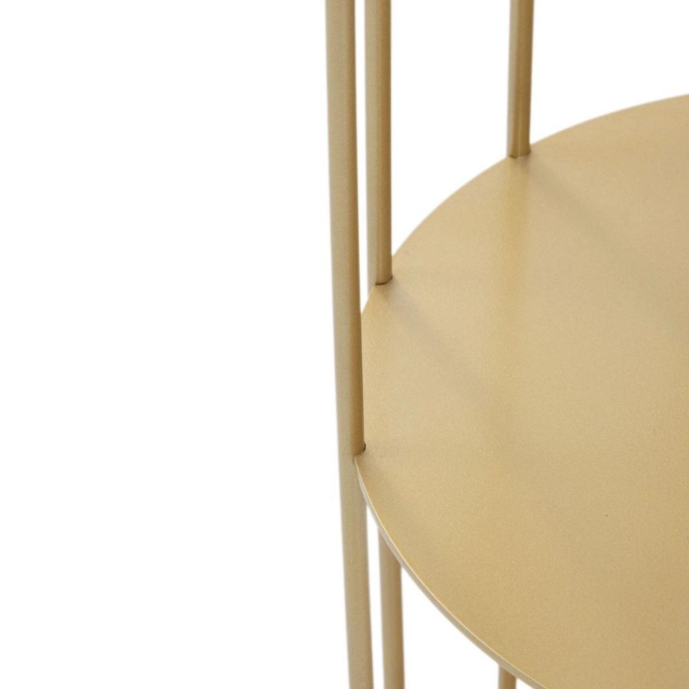 Miniatura Mesa Lateral Silueta Baixa Redonda Luxo Minimalista Dourado