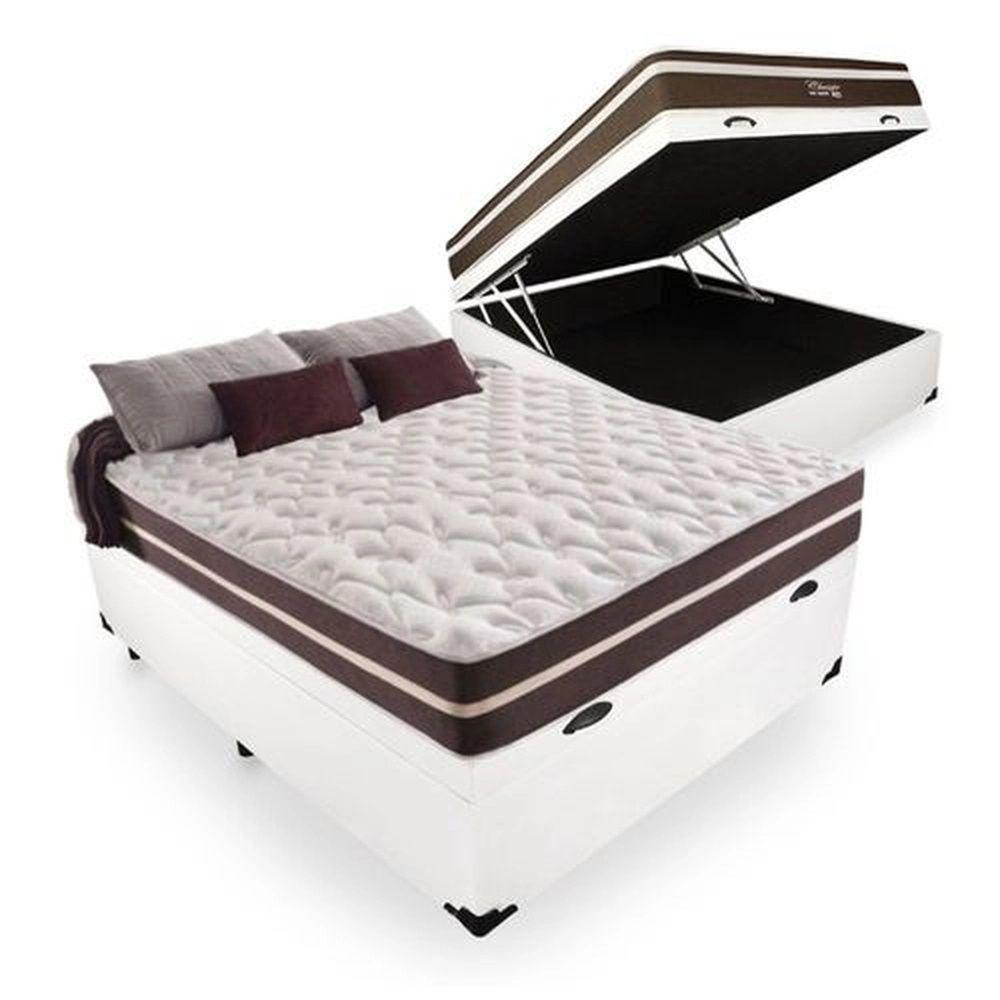 Miniatura Cama Box Com Baú Casal + Colchão De Molas 138Cm Branco