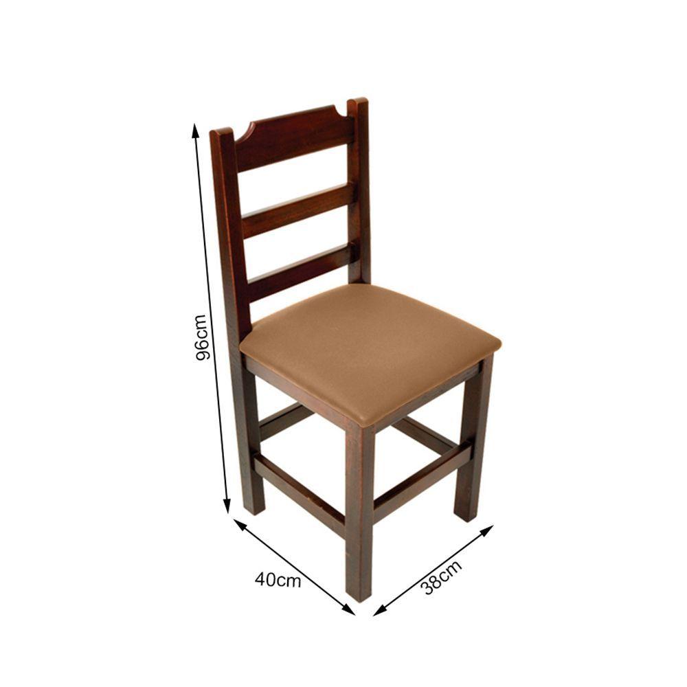 Miniatura Jogo De Mesa 4 Cadeiras Estofada De Madeira Fixo 80x80 Natural Marrom - Marrom