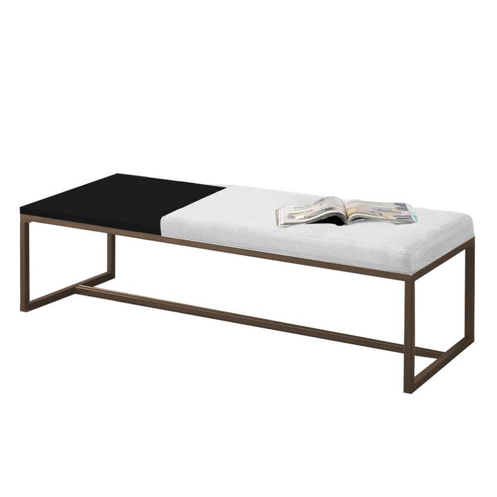 Miniatura Calçadeira Recamier Londres 160cm Marrom Suede Branco Mdf Preto - Ahazzo Móveis