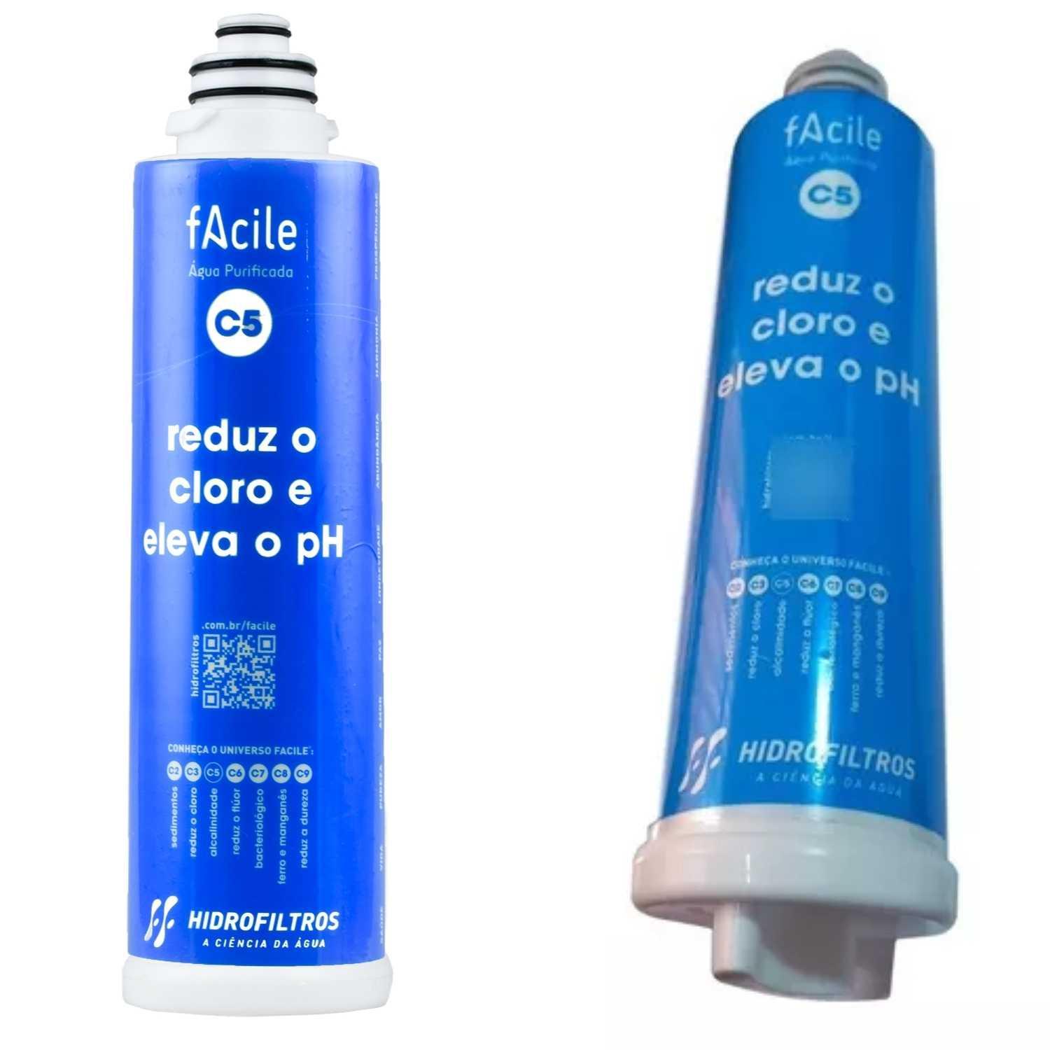 Kit 2 Refil C5 Filtro Agua Purificador Facile Mangueira Cap