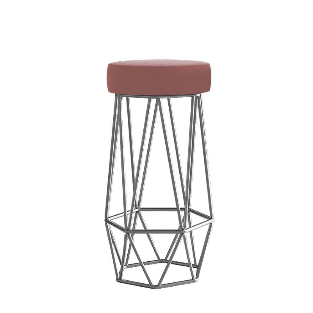 Miniatura Banqueta Com Encosto Mhara Hexágono Cozinha Bar Ferro Prata Suede Rose Gold - Amey Decor