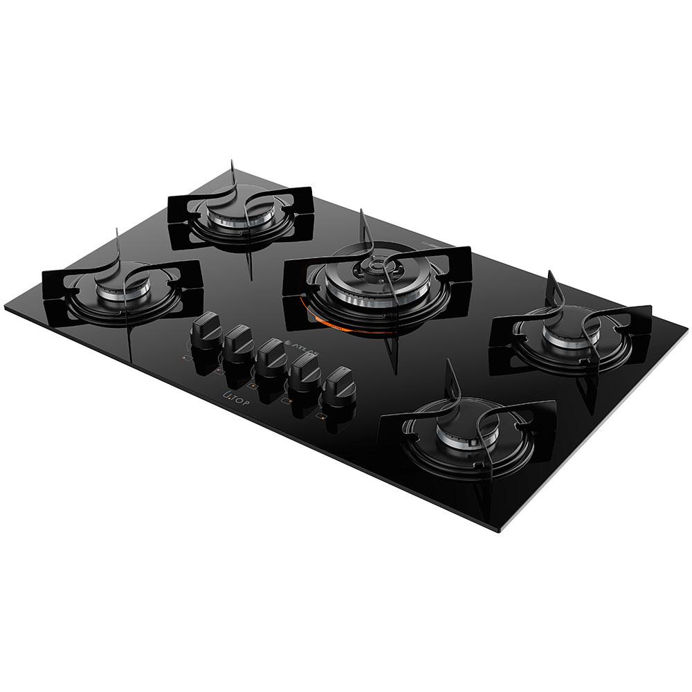 Miniatura Fogão Cooktop 5 bocas Atlas U Top Superautomático Vidro Temperado