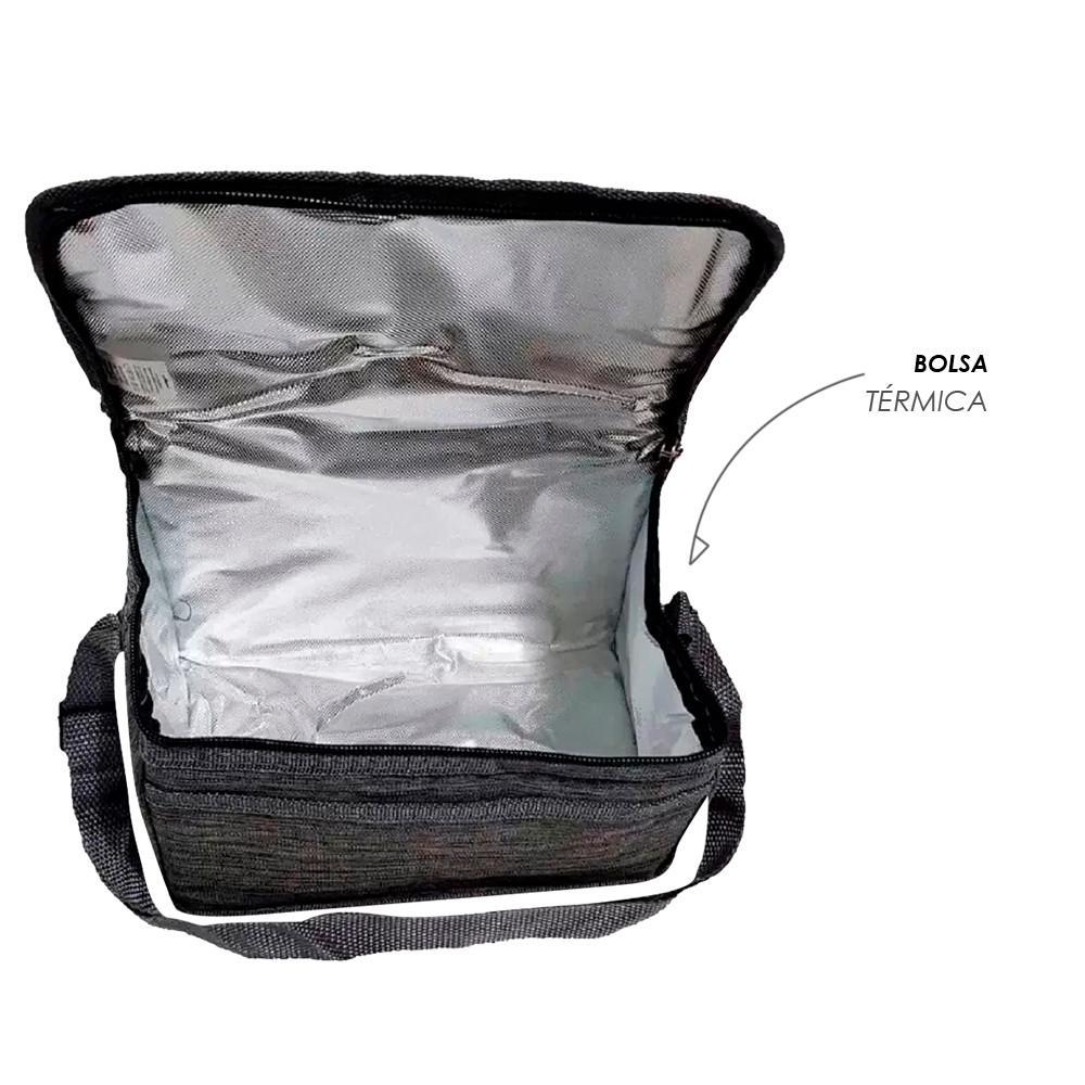 Miniatura Bolsa Térmica Porta Marmita Lanche Bebida Preta